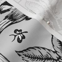 The William Morris Collection ~ Birds On A Trellis ~ Black and White on Silver Leaf