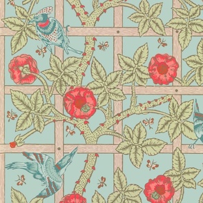 The William Morris Collection ~ Birds On A Trellis ~  Eau~de~Nil 