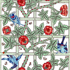 The William Morris Collection ~ Birds On A Trellis ~ Vivid 