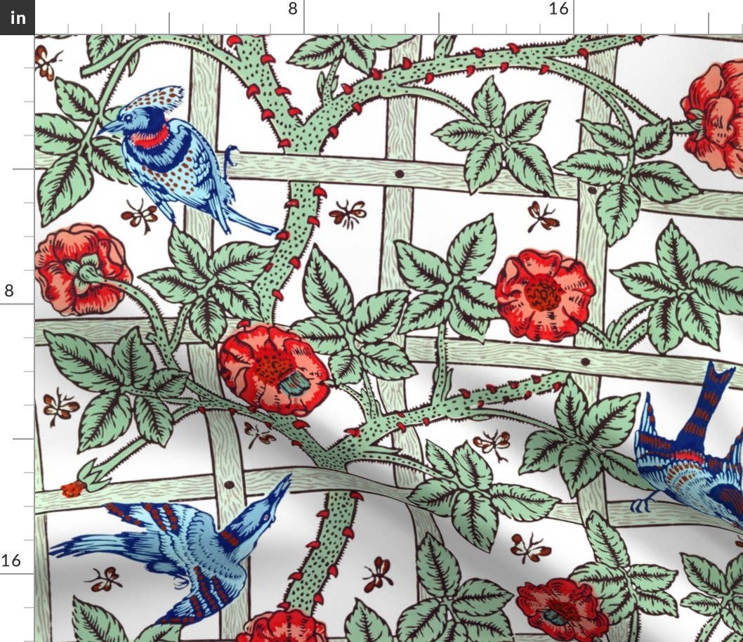 The William Morris Collection ~ Birds On A Trellis ~ Vivid 