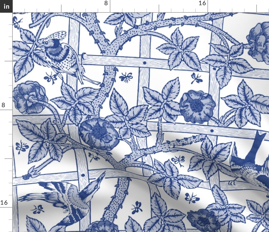 The William Morris Collection ~ Birds On A Trellis ~ Willow Ware Blue and White