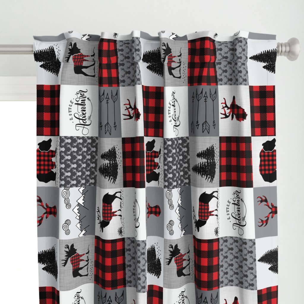 Buffalo plaid patchwork faux quilt (ROTATED) - 24 inch repeat 