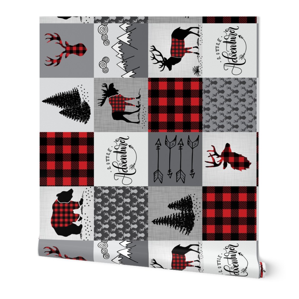 Buffalo plaid patchwork faux quilt (ROTATED) - 24 inch repeat 