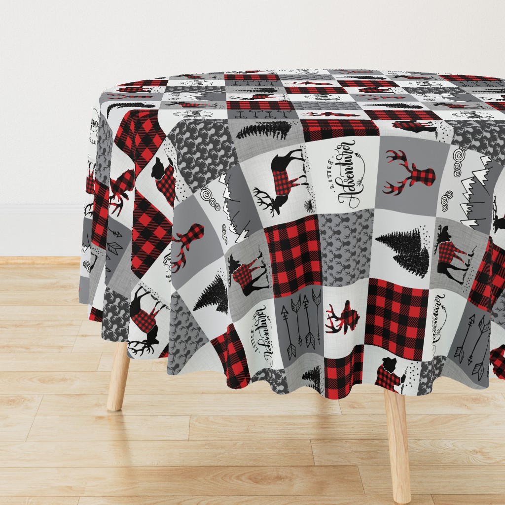 Buffalo plaid patchwork faux quilt (ROTATED) - 24 inch repeat 