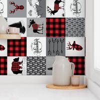 Buffalo plaid patchwork faux quilt (ROTATED) - 24 inch repeat 