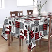 Buffalo plaid patchwork faux quilt (ROTATED) - 24 inch repeat 