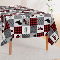 Buffalo plaid patchwork faux quilt (ROTATED) - 24 inch repeat 