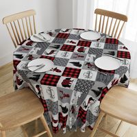 Buffalo plaid patchwork faux quilt (ROTATED) - 24 inch repeat 