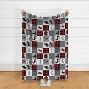 Buffalo plaid patchwork faux quilt (ROTATED) - 24 inch repeat 