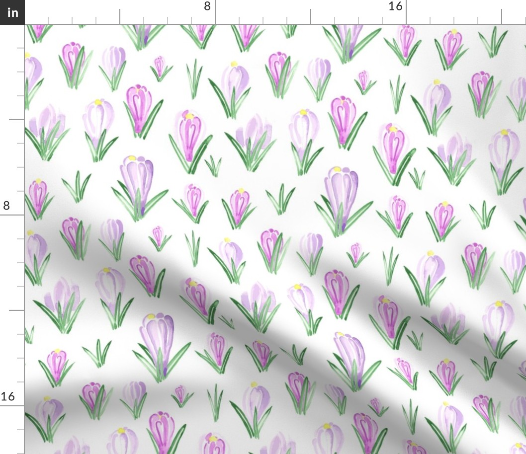 Watercolor Crocus  Flower floral || Lilac Purple Pink Yellow Green Easter Spring  _ Miss Chiff Designs 