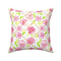 Watercolor Pink Rose Trellis Floral Garden Gardener_Miss chiff Designs