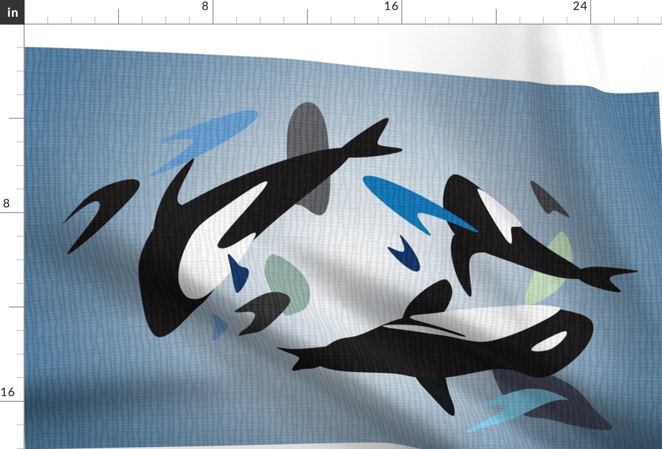 wall hanging tea towel nautical killer whales ocean blue black 