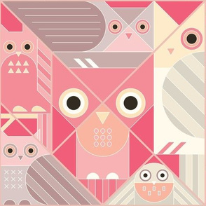 Modernist Owls Pastel Large