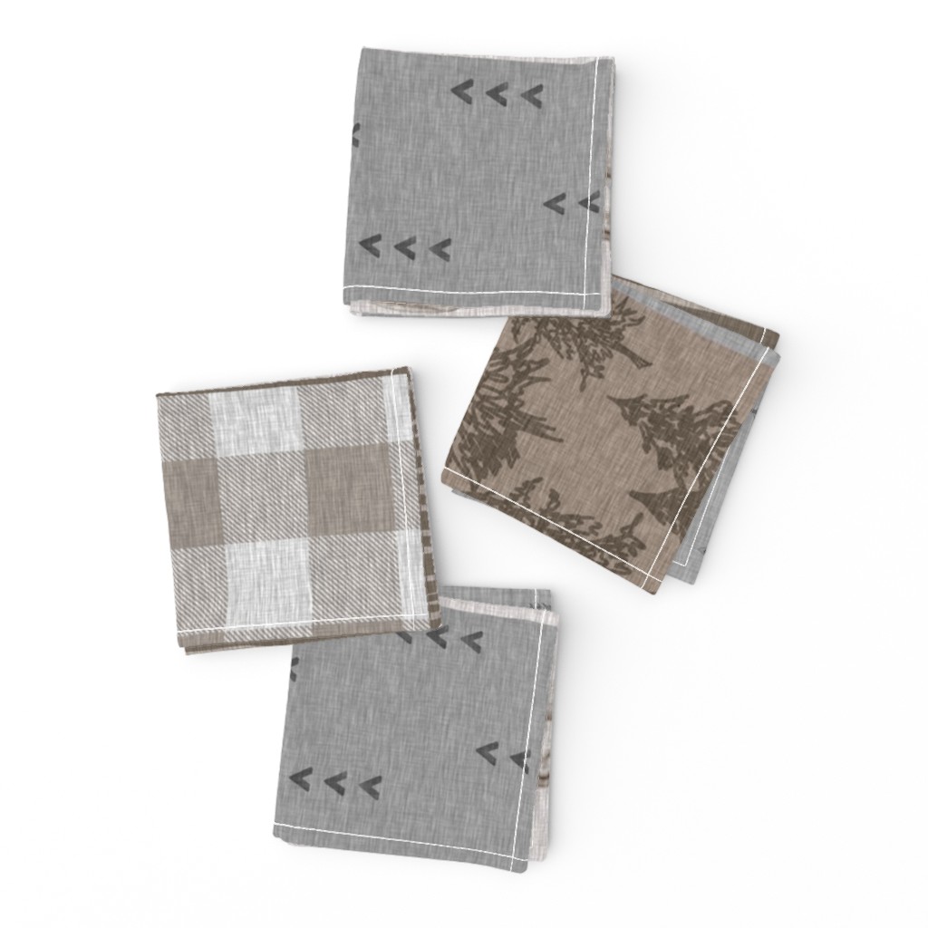 Rustic Buck Wholecloth Quilt - Soft Brown And grey - ROTATED