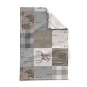 Rustic Buck Wholecloth Quilt - Soft Brown And grey - ROTATED