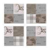 Rustic Buck Wholecloth Quilt - Soft Brown And grey - ROTATED