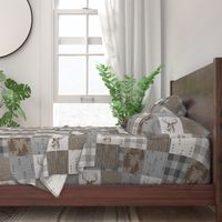 Rustic Buck Wholecloth Quilt - Soft Brown And grey - ROTATED