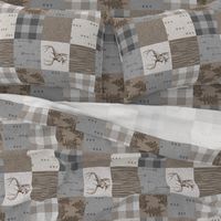 Rustic Buck Wholecloth Quilt - Soft Brown And grey - ROTATED