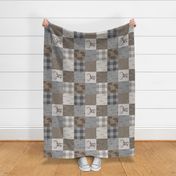 Rustic Buck Wholecloth Quilt - Soft Brown And grey - ROTATED