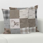 Rustic Buck Wholecloth Quilt - Soft Brown And grey - ROTATED