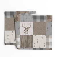 Rustic Buck Wholecloth Quilt - Soft Brown And grey - ROTATED