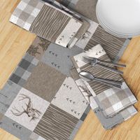 Rustic Buck Wholecloth Quilt - Soft Brown And grey - ROTATED