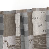 Rustic Buck Wholecloth Quilt - Soft Brown And grey - ROTATED