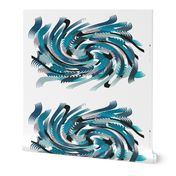 Tea towel turquoise white wind sky