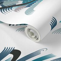 Tea towel turquoise white wind sky