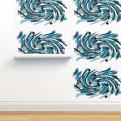 Tea towel turquoise white wind sky