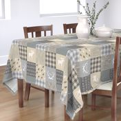 Rustic Woodland Wholecloth Patchwork Quilt - tan and grey - light linen texture 