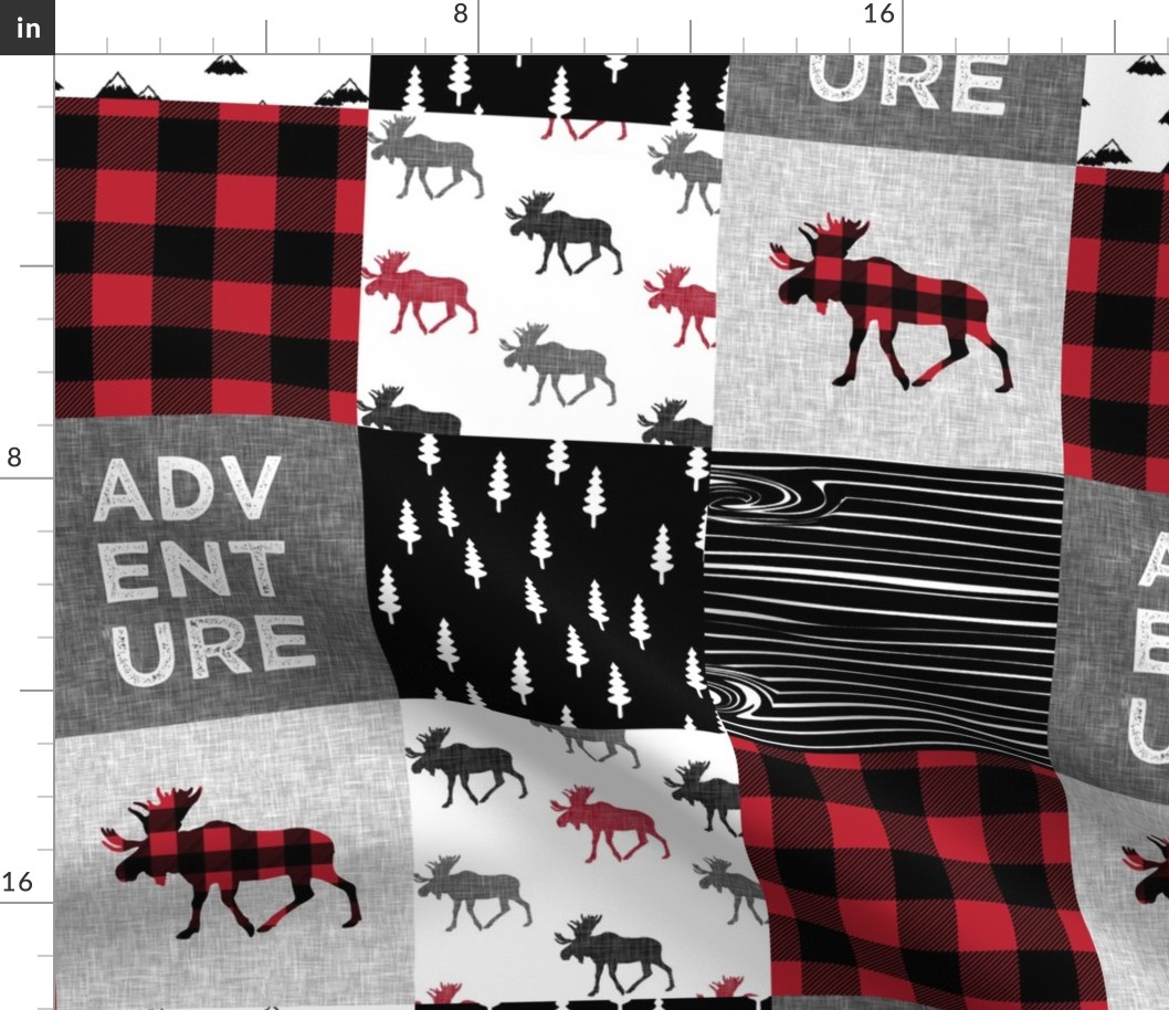 Adventure Patchwork Buffalo Plaid Woodland Moose 