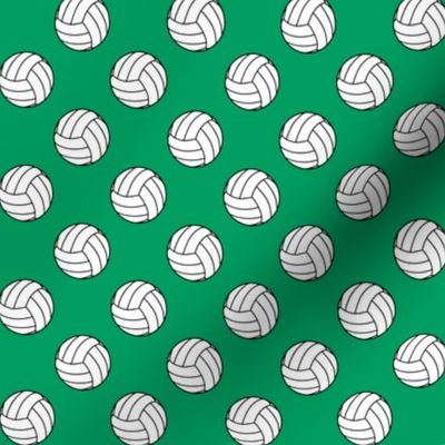 One Inch Black and White Volleyballs on Shamrock Green