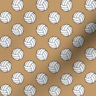 One Inch Black and White Volleyballs on Camel Brown