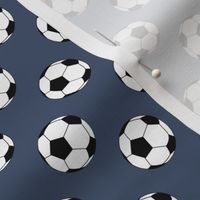 One Inch Black and White Soccer Balls on Blue Jeans Blue