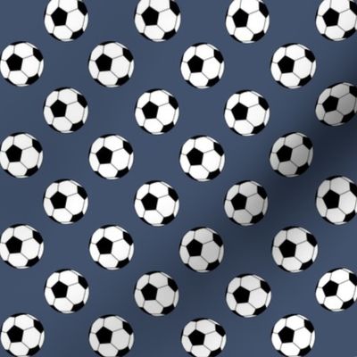 One Inch Black and White Soccer Balls on Blue Jeans Blue