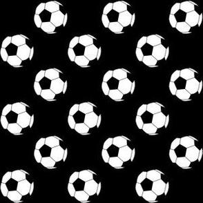 One Inch Black and White Soccer Balls on Black