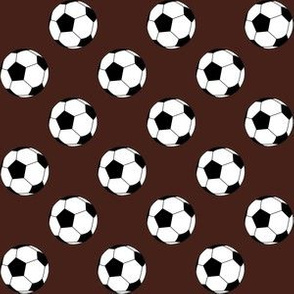 One Inch Black and White Soccer Balls on Brown