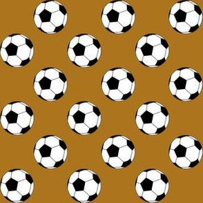 One Inch Black and White Soccer Balls on Matte Antique Gold