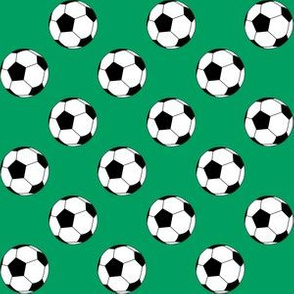 One Inch Black and White Soccer Balls on Shamrock Green