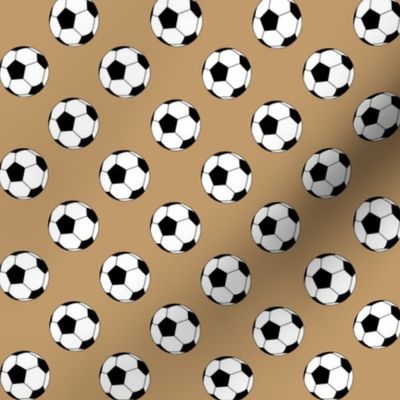 One Inch Black and White Soccer Balls on Camel Brown