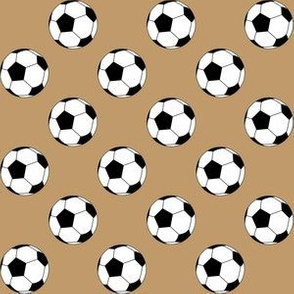 One Inch Black and White Soccer Balls on Camel Brown