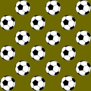 One Inch Black and White Soccer Balls on Olive Green