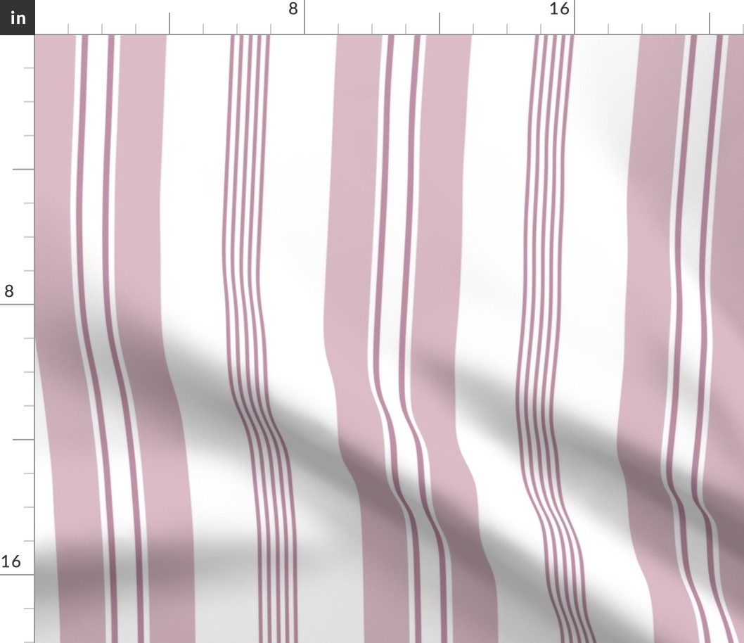 stripes - french ticking - dusty pink mauve