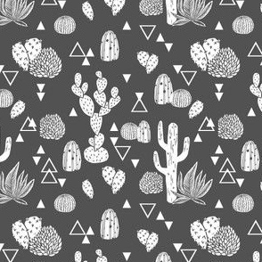 cactus fabric // grey charcoal cactus design