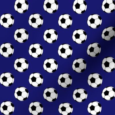 One Inch Black and White Soccer Balls on Midnight Blue