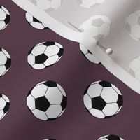 One Inch Black and White Soccer Balls on Eggplant Purple