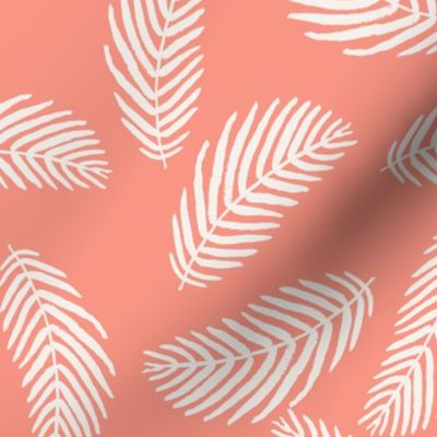 coral palm print tropical summer palms fabric