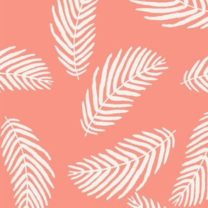 coral palm print tropical summer palms fabric