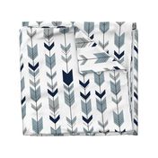 Fletching arrows (navy, rustic woods blue, grey)- wholecloth coordinate
